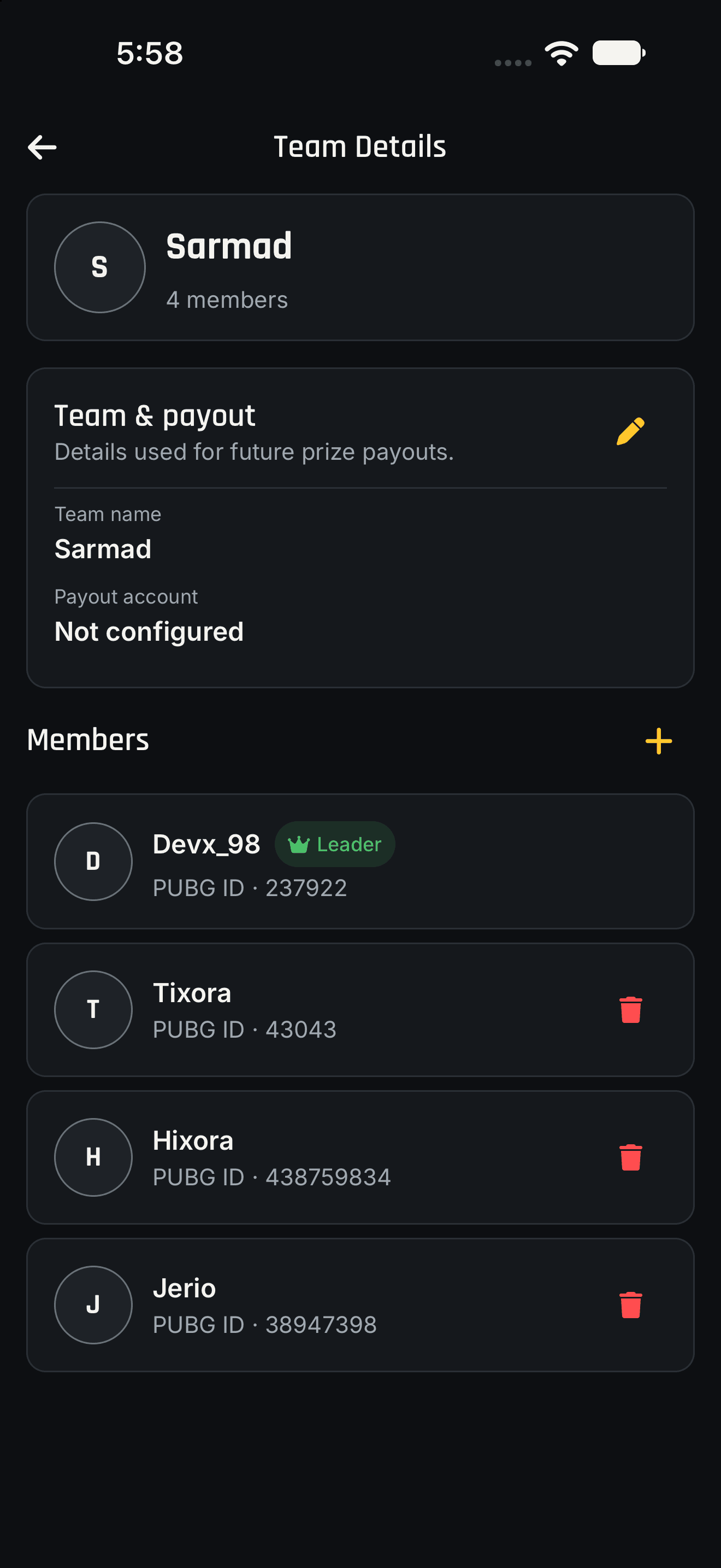 Muqabla app team details screen